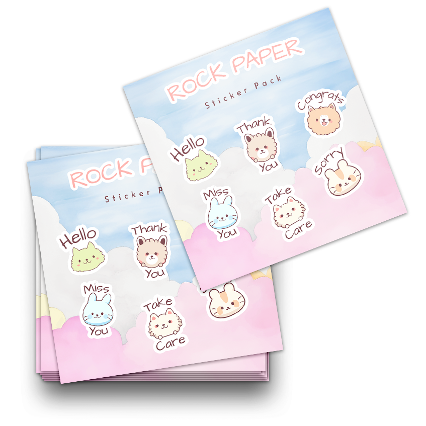 Greetings Rectangular Note Sticker Rock Paper Stickers | Custom Rectangle stickers